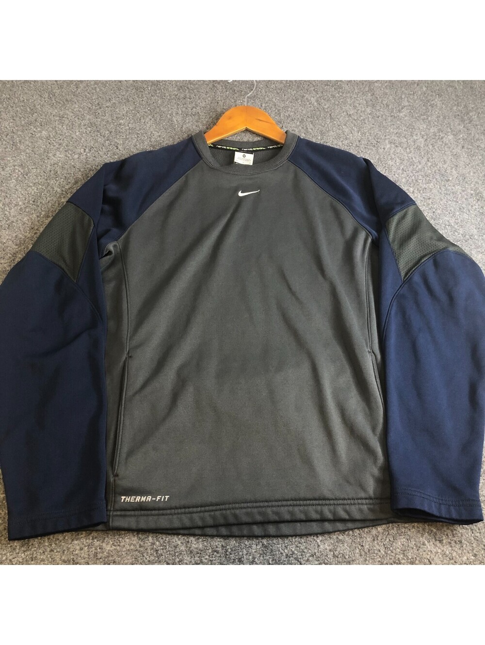 Nike Cage Jacket Mens Medium Blue Therma Fit Baseball Zip Pockets Center Check